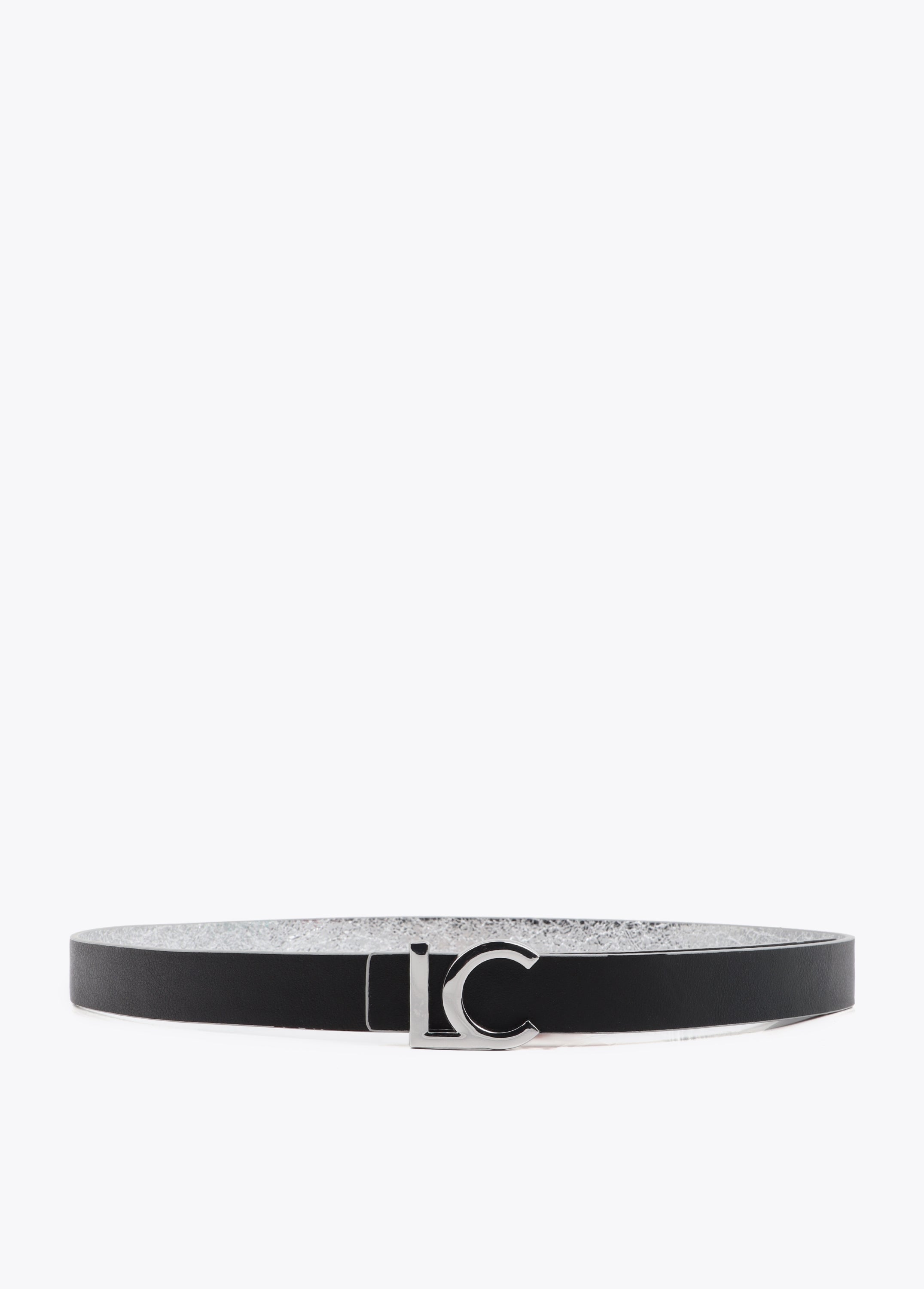 Reversible Belt with Silver Metallic LC Buckle