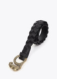 Reversible Braided Faux Leather Belt with Animal Logo Buckle