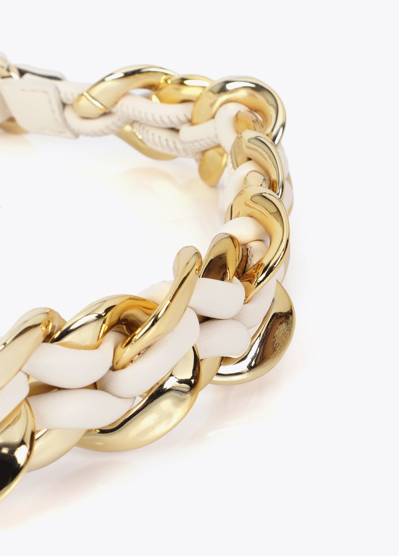 Combined Chain Belt with Leather Effect