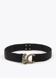 Elastic Raffia Belt with Animal Logo