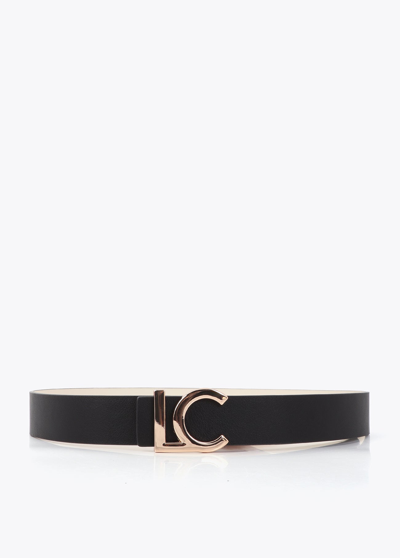 LS2606016-Reversible belt with LC buckle, bicolor ecru–black-Ecru-Black