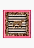 Satin Scarf with Stripes and Leopard Print
