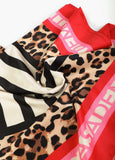 Satin Scarf with Stripes and Leopard Print
