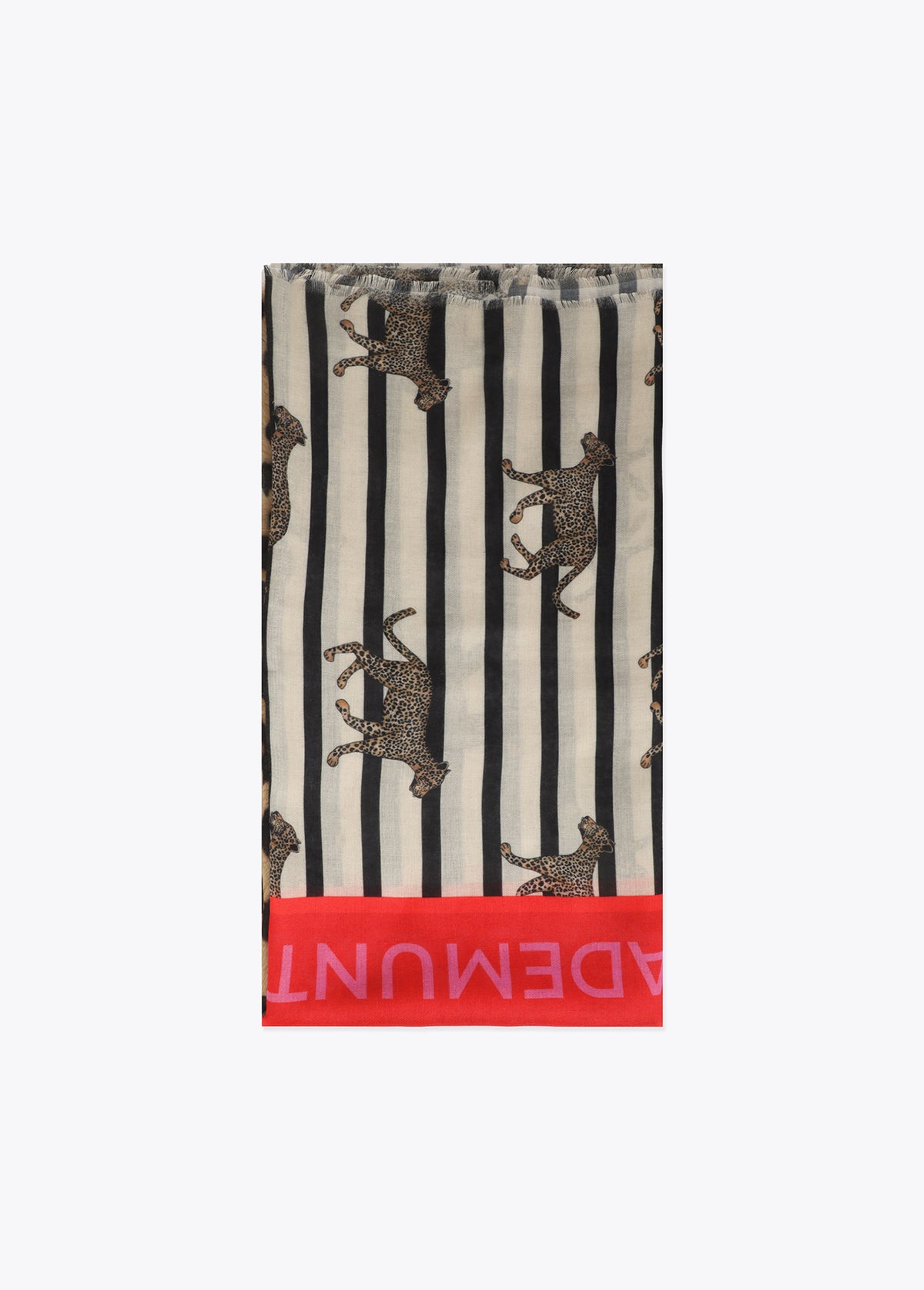 Scarf with stripe and leopard print