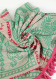 Tropical Print Sarong with Fringes