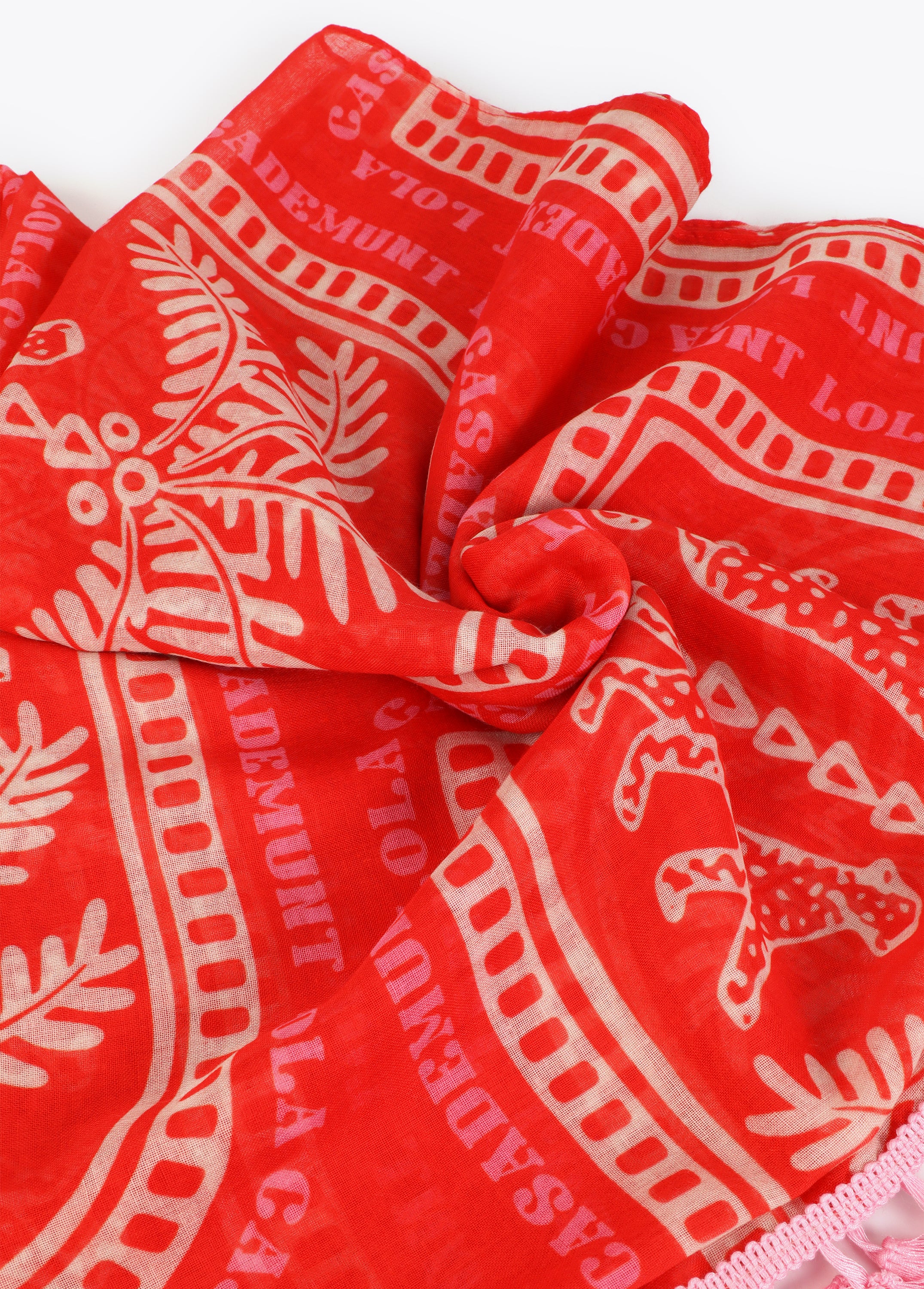 Tropical Print Sarong with Fringes