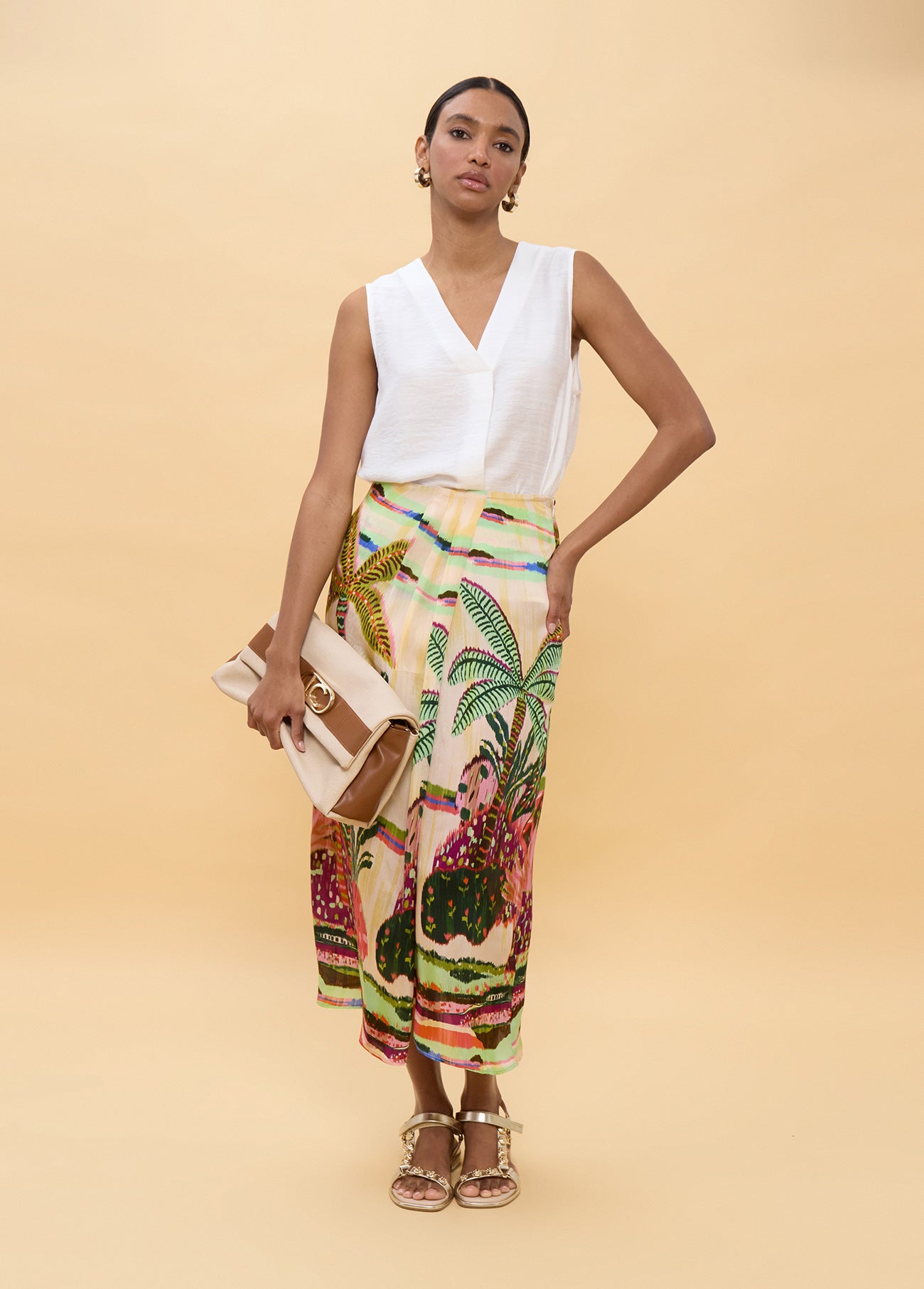 Multicolored Palm Print Skirt