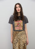 Satin Animal Print Skirt