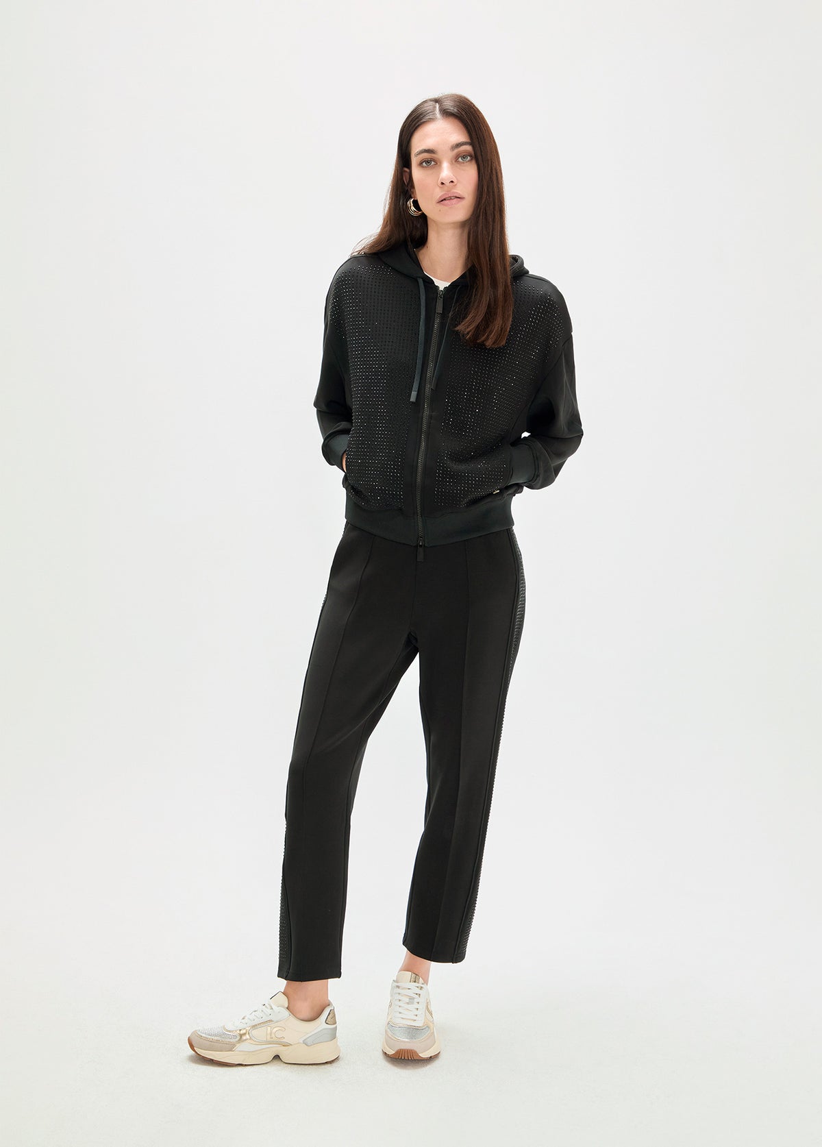 Scuba sweatshirt with front rhinestones