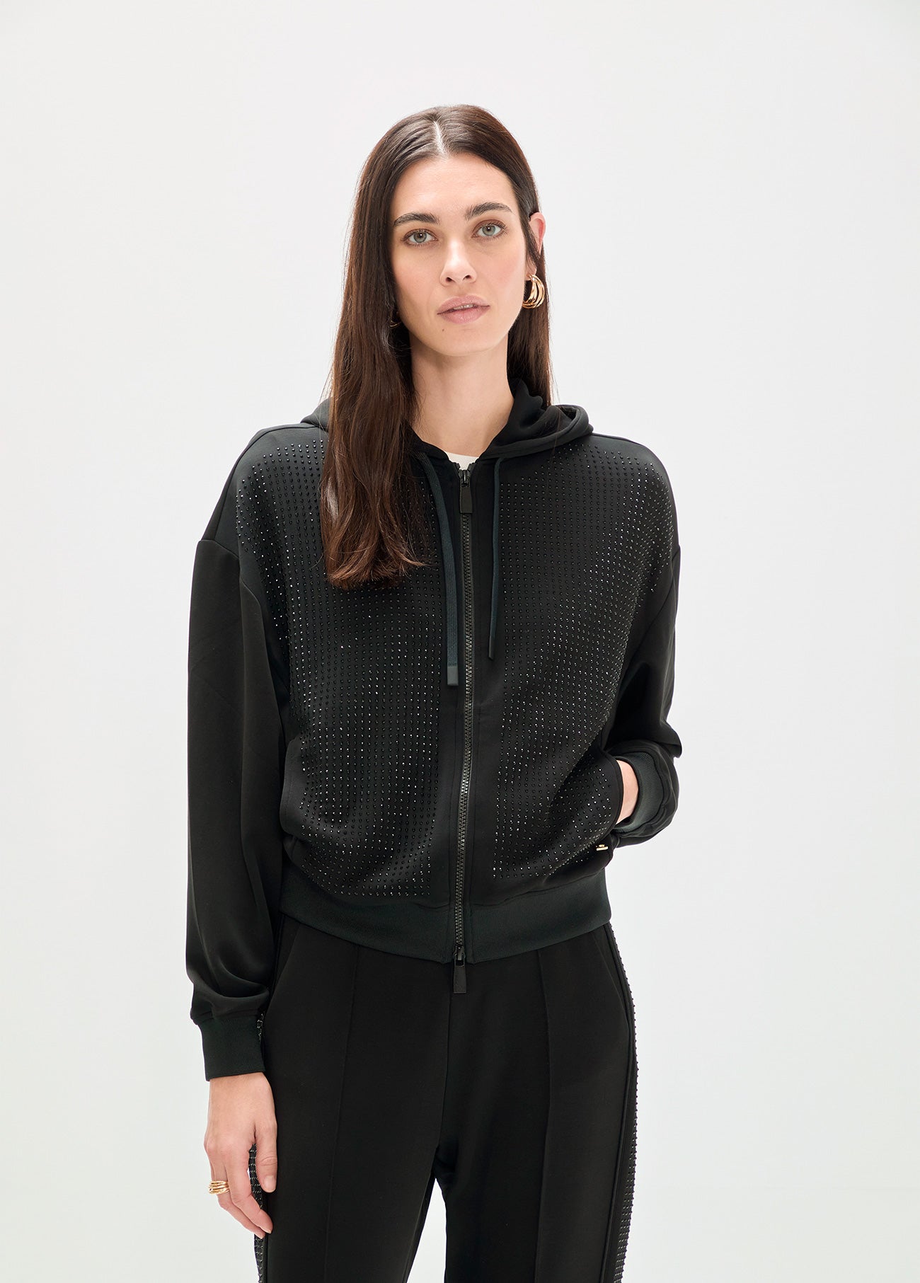 Scuba sweatshirt with front rhinestones