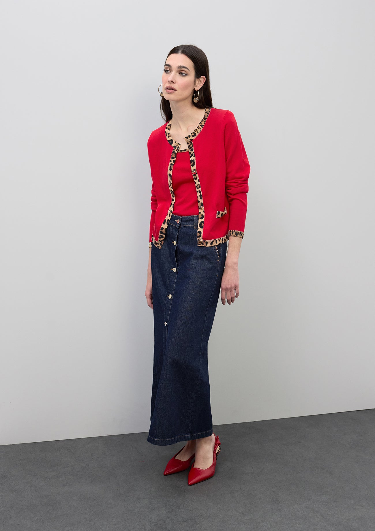 Contrast Animal Print Cardigan