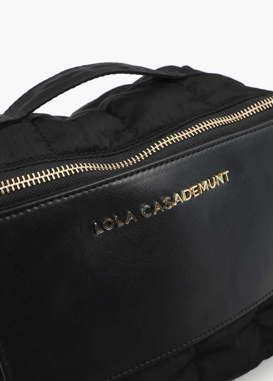 Combined Nylon and PU Toiletry Bag