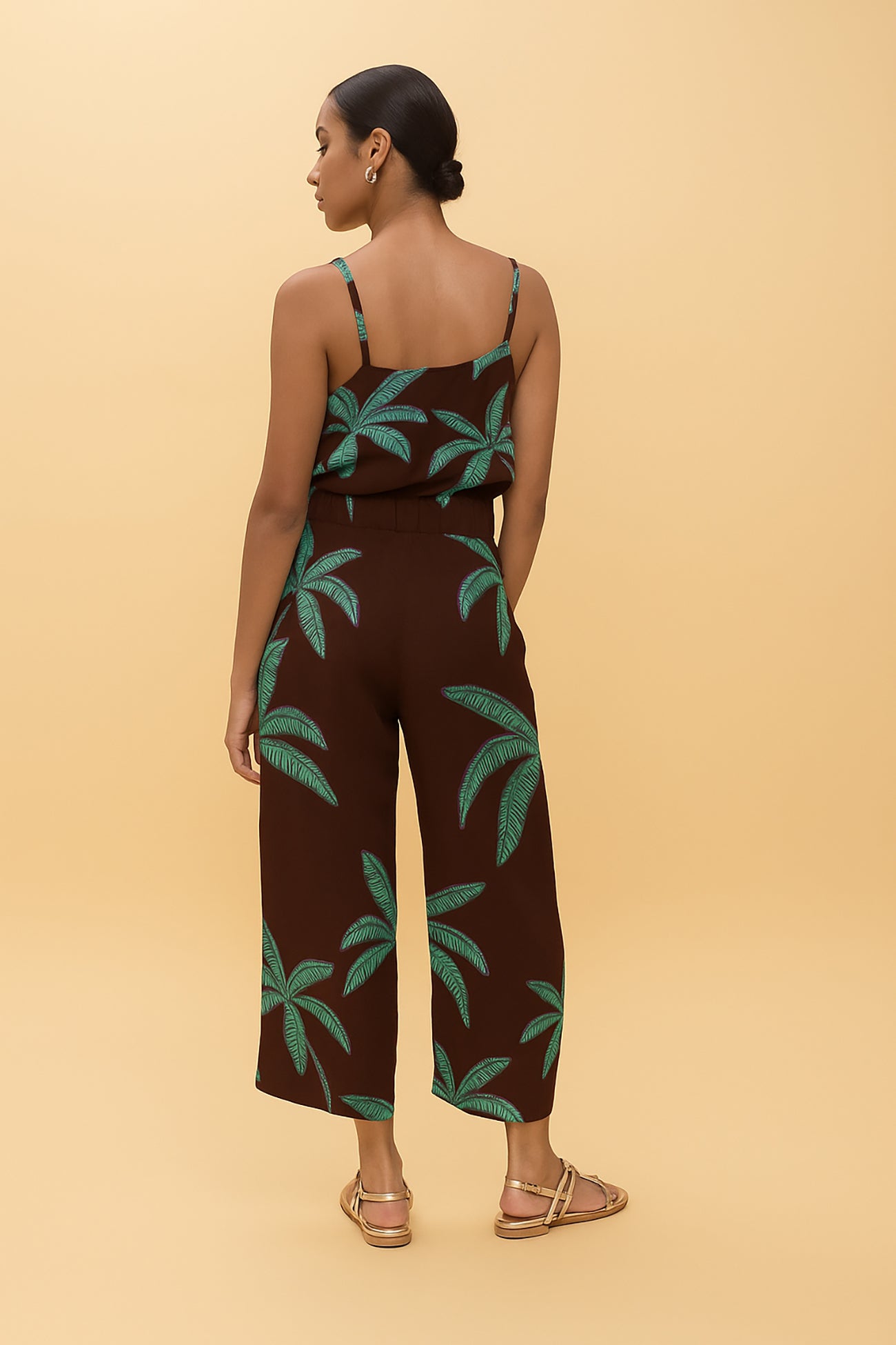 Brown Palm Print Trousers