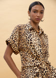 Short Sleeve Knot Animal Print Shirt