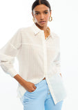 Oversize Poplin Striped Sheer Shirt