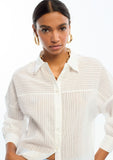 Oversize Poplin Striped Sheer Shirt