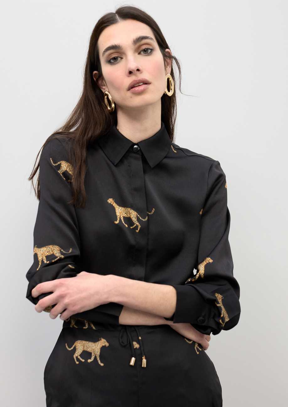Satin Leopard Print Shirt