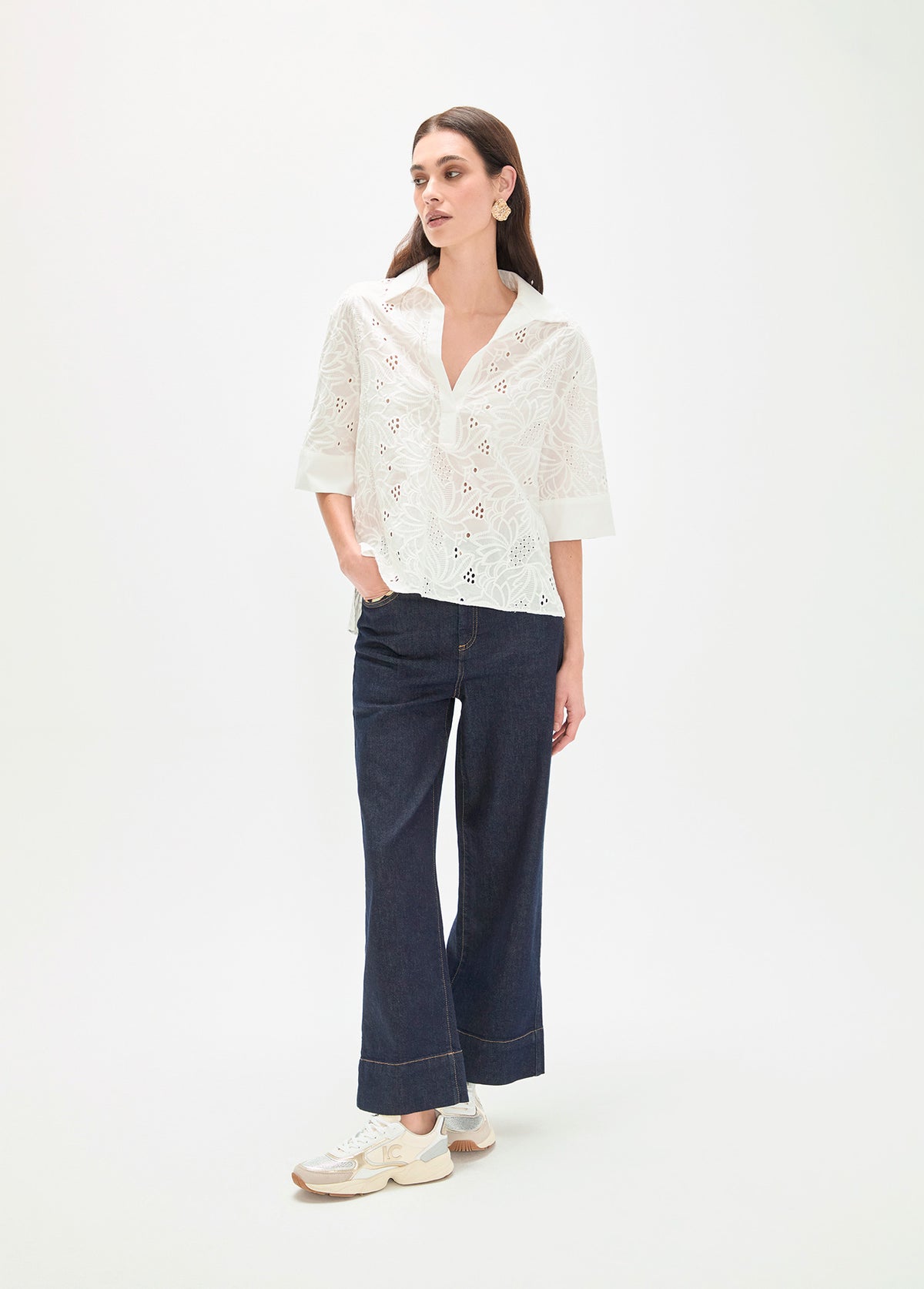 Short Sleeve Polo Neck Cotton Shirt