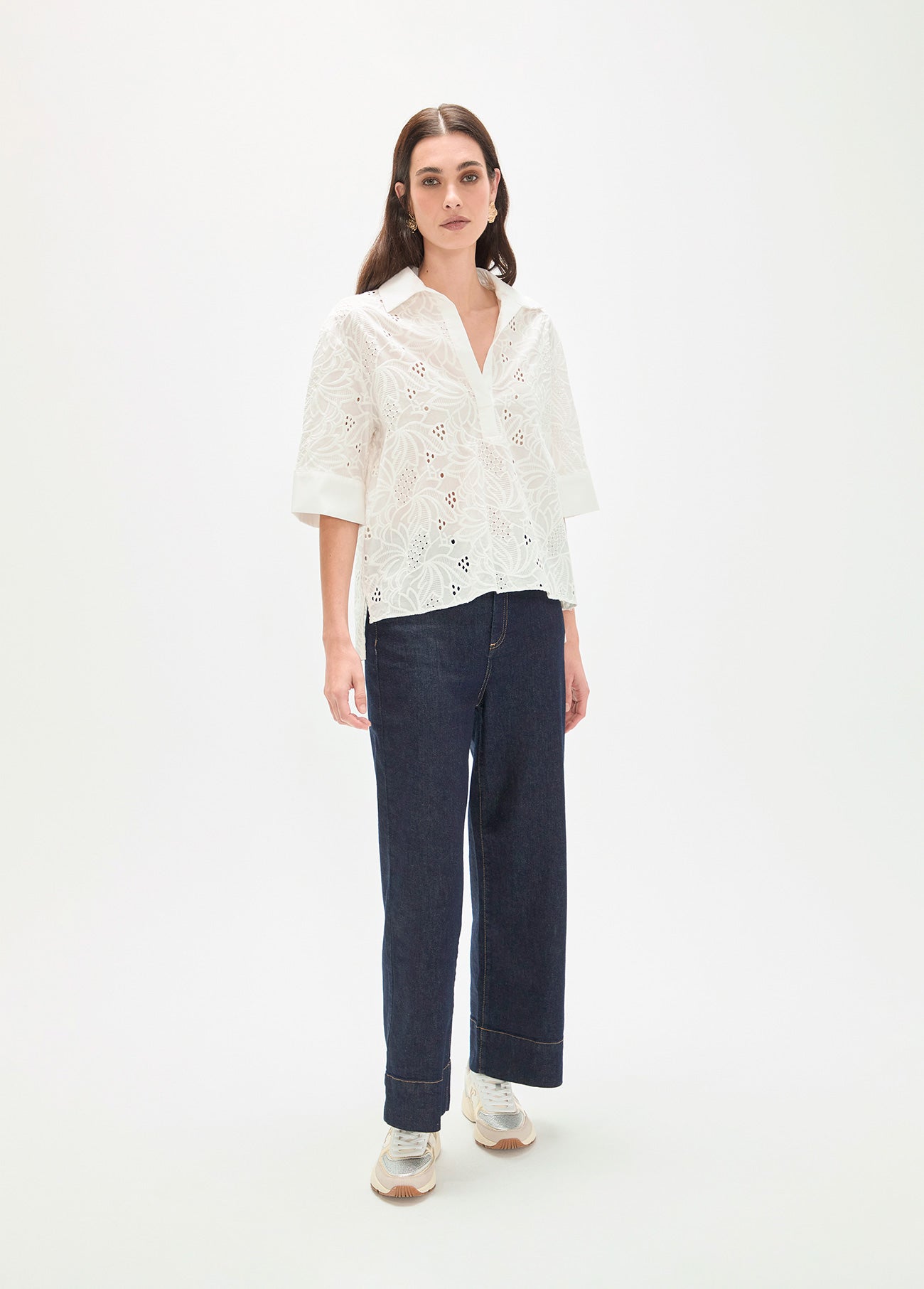 Short Sleeve Polo Neck Cotton Shirt