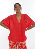 Short Sleeve V-Neck Blouse