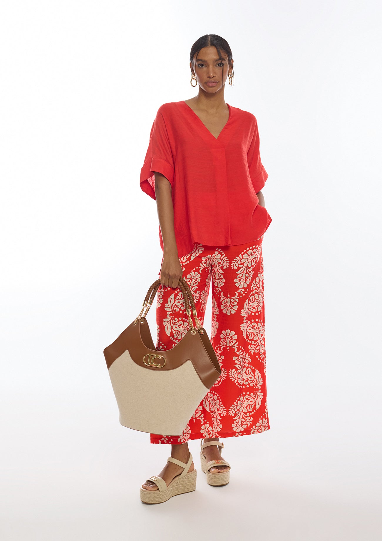 Short Sleeve V-Neck Blouse