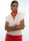 Short Sleeve Ruffle Blouse