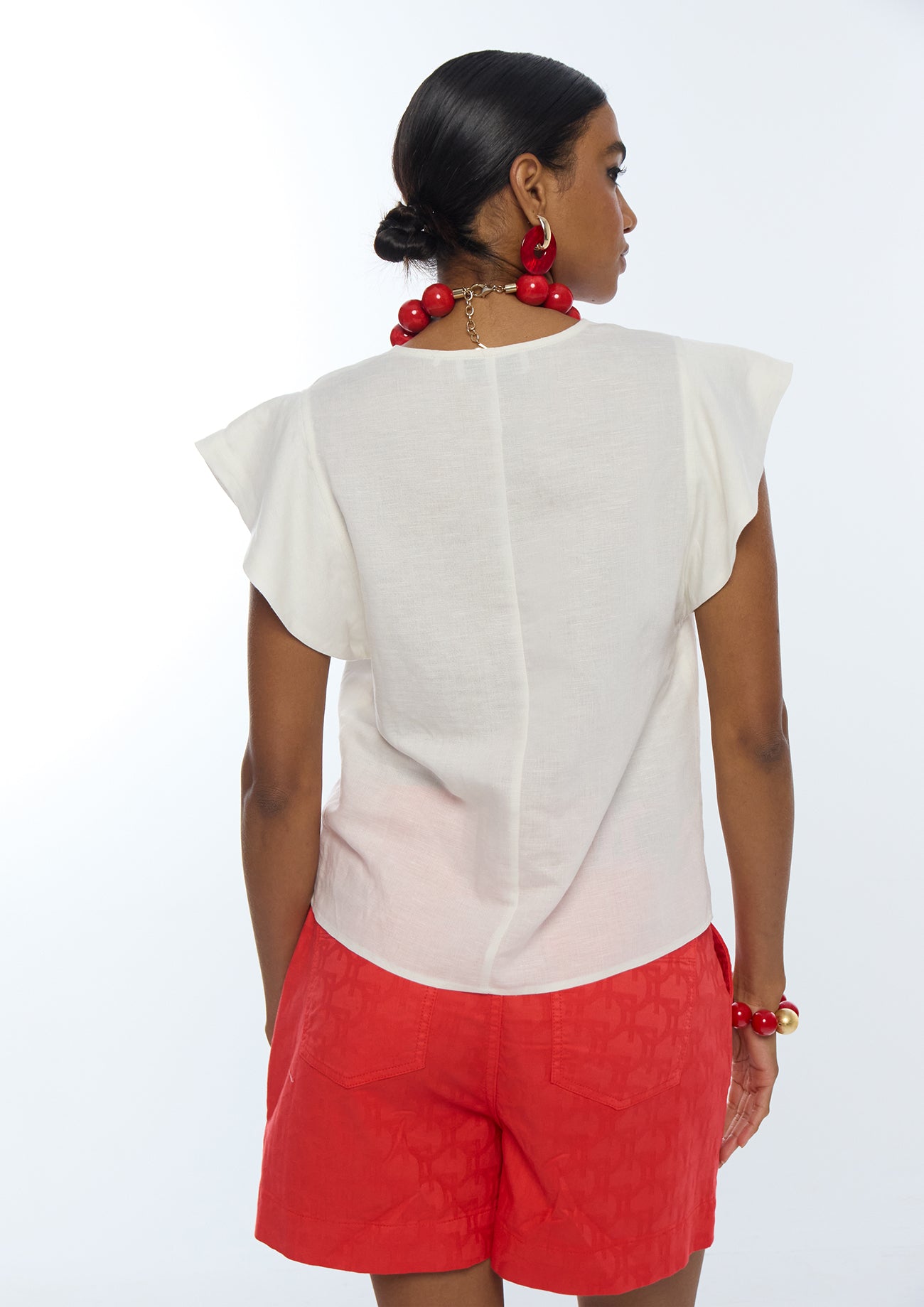 Short Sleeve Ruffle Blouse