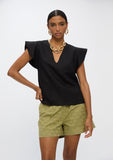 Short Sleeve Ruffle Blouse