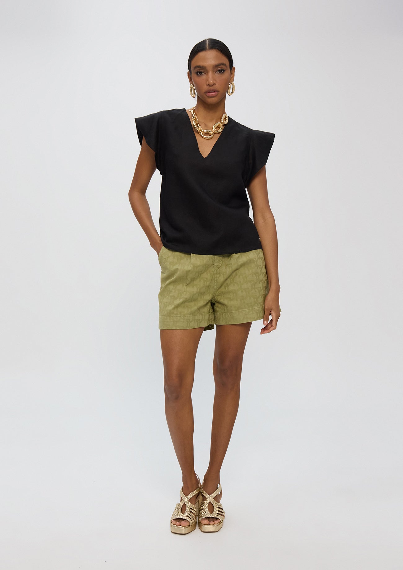 Short Sleeve Ruffle Blouse