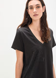 V-neck T-shirt with Positioned Animal and Strass