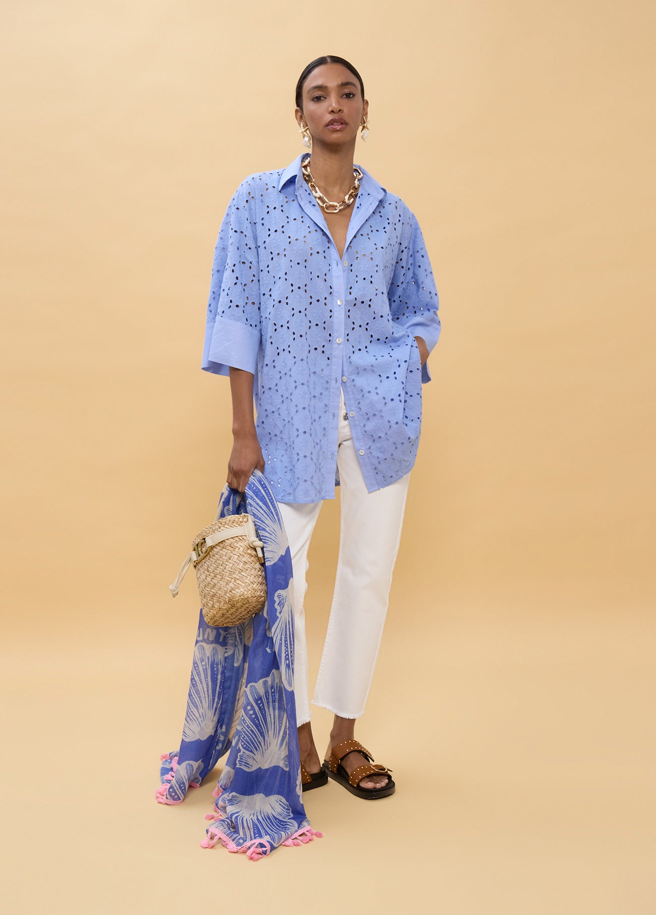 Oversized Short Swiss Embroidered Dress
