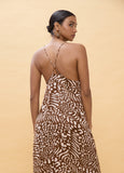 Long Dress Strappy Stain Print