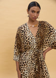 Long Dress with Wide Sleeves and Animal Print
