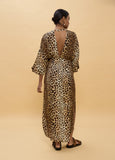 Long Dress with Wide Sleeves and Animal Print