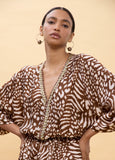 Long Dress with Wide Sleeves and Spot Print
