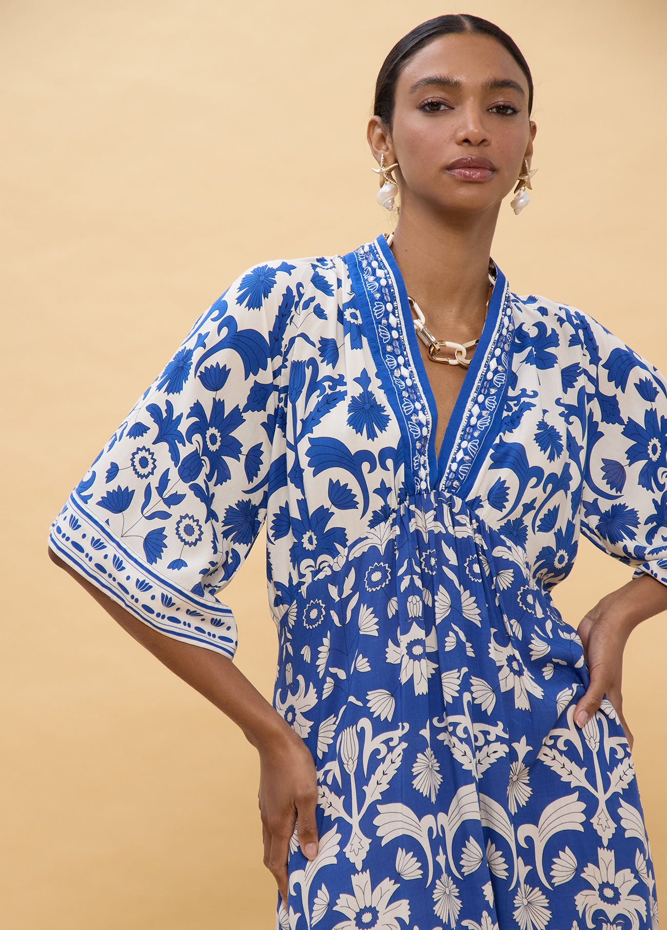 Long Sleeve Geometric Print Dress