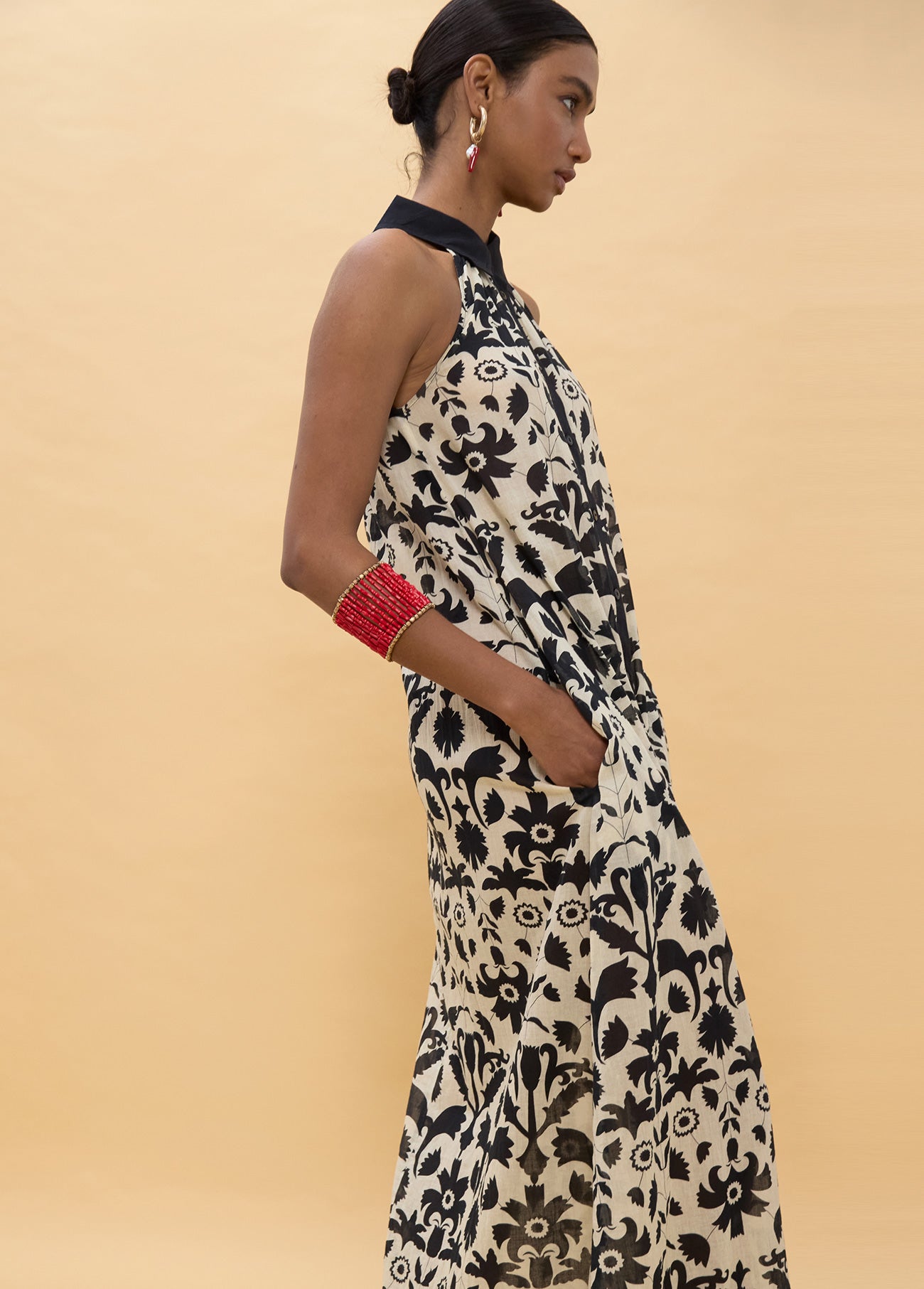 Contrast Floral Print Dress