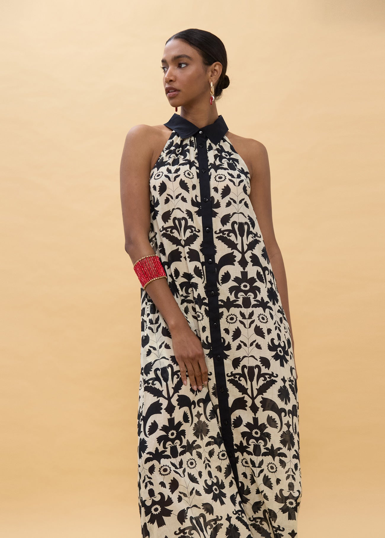 Contrast Floral Print Dress