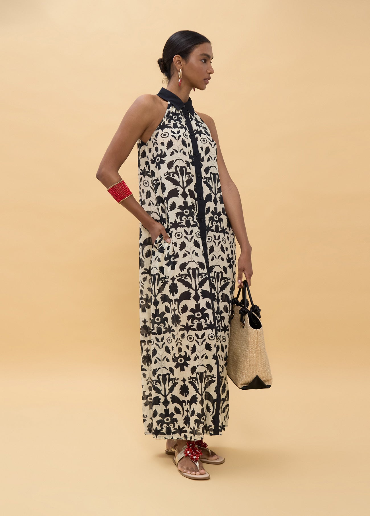 Contrast Floral Print Dress