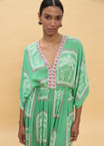 Long Dress with Wide Sleeves Thai Print