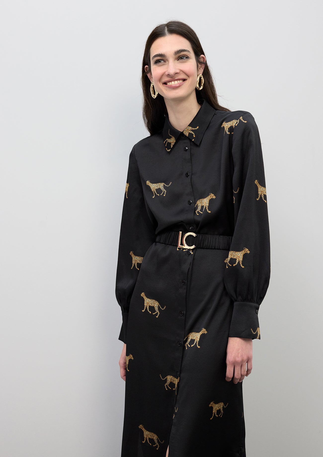 Leopard Print Satin Dress