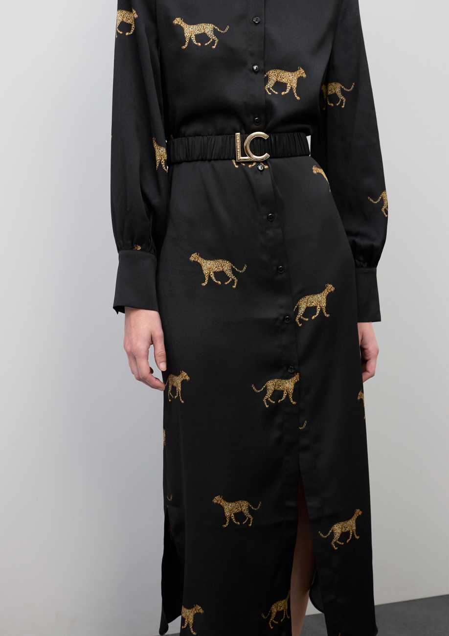 Leopard Print Satin Dress