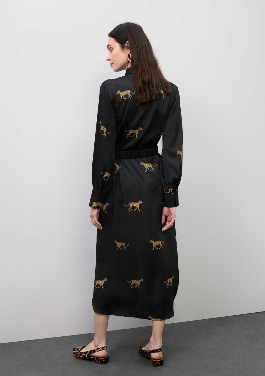 Leopard Print Satin Dress