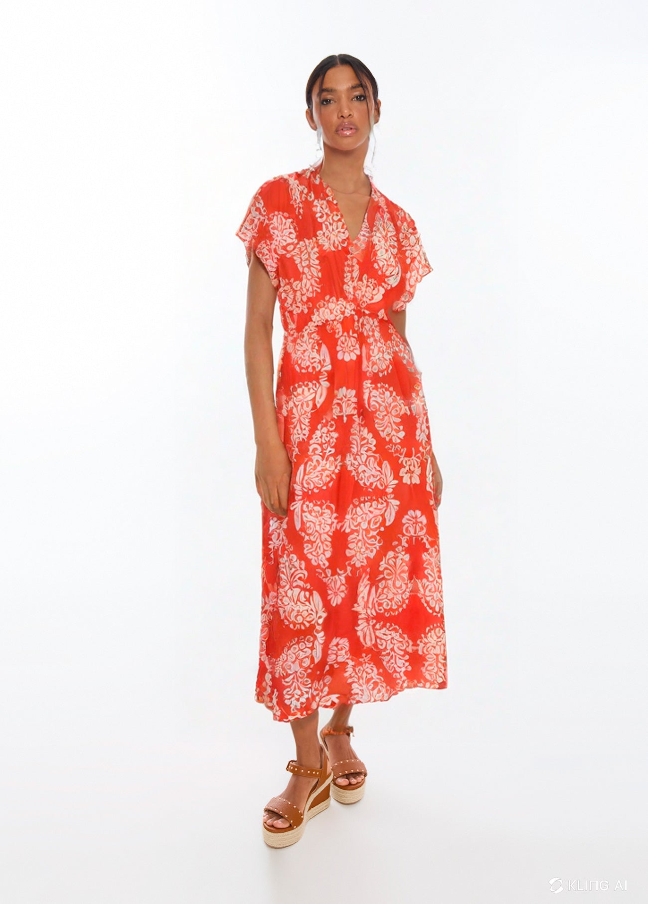 V-Neck Paisley Dress