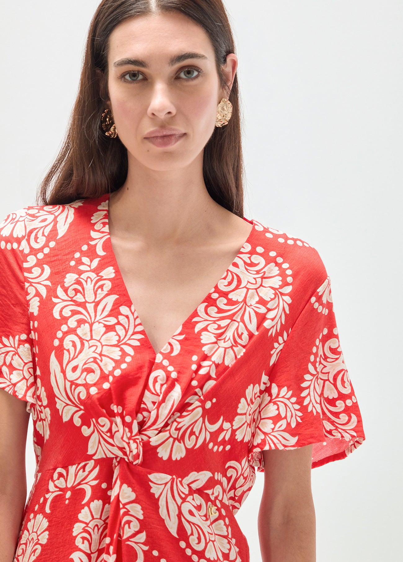 V-Neck Paisley Dress