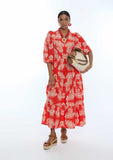 V-Neck Puff Sleeve Paisley Dress