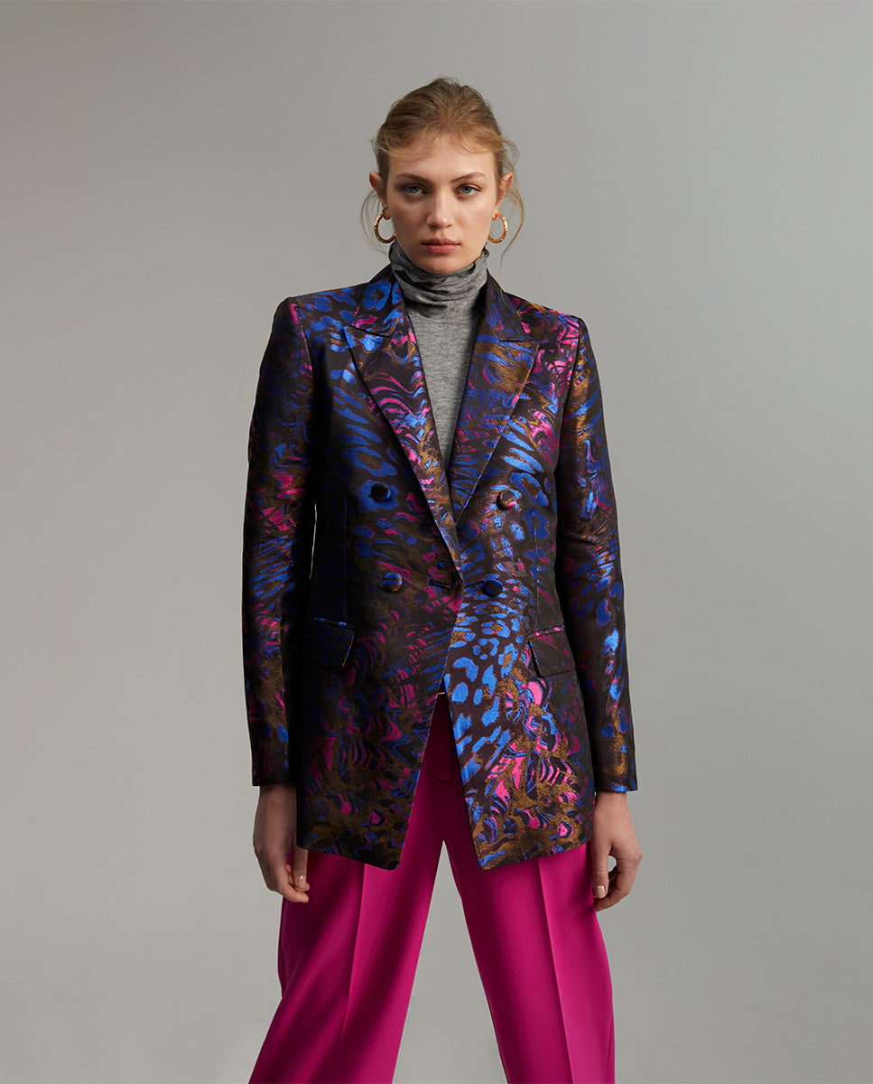 Printed jacquard blazer