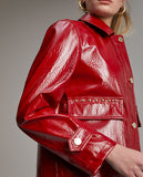 Faux-patent-finish jacket