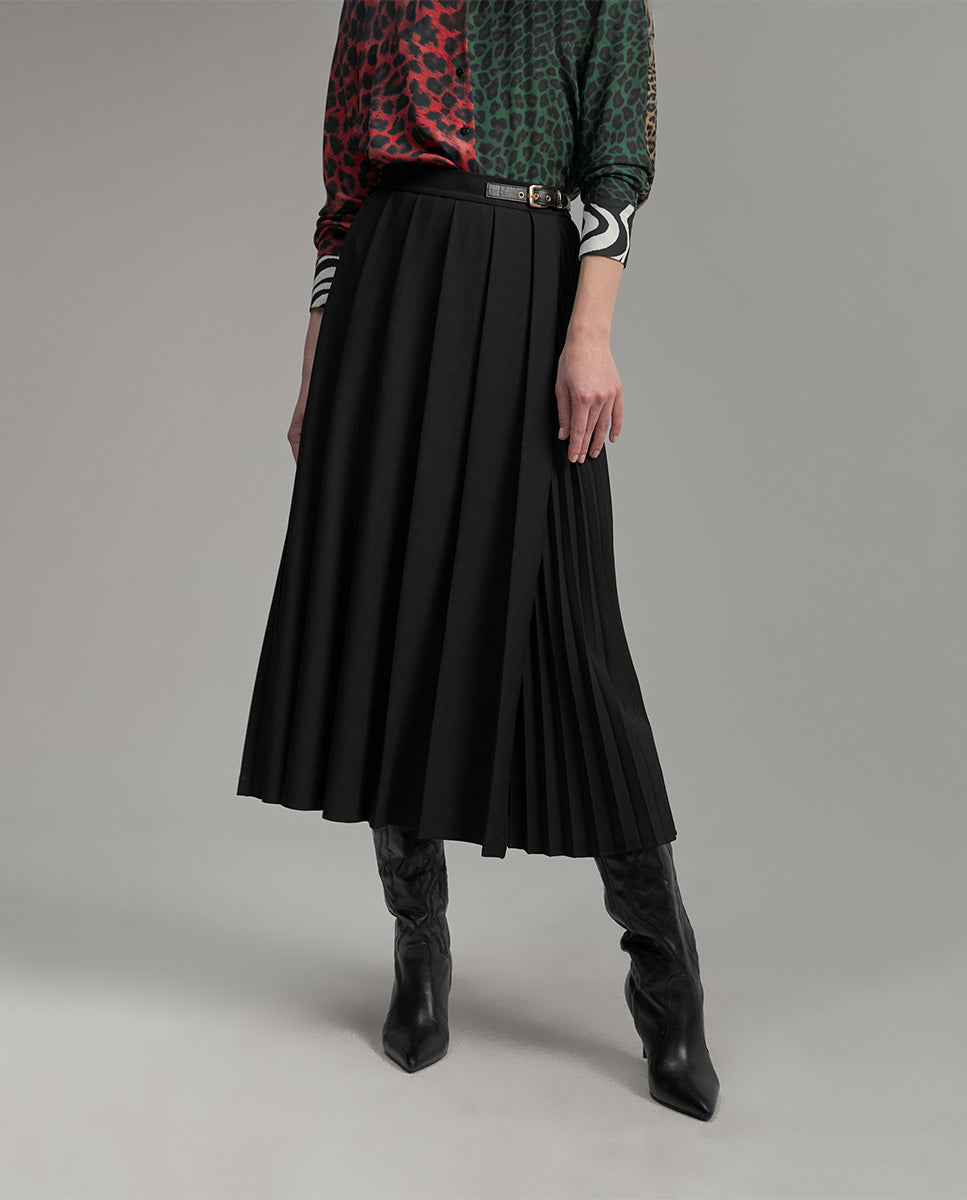 Pleated midi skirt