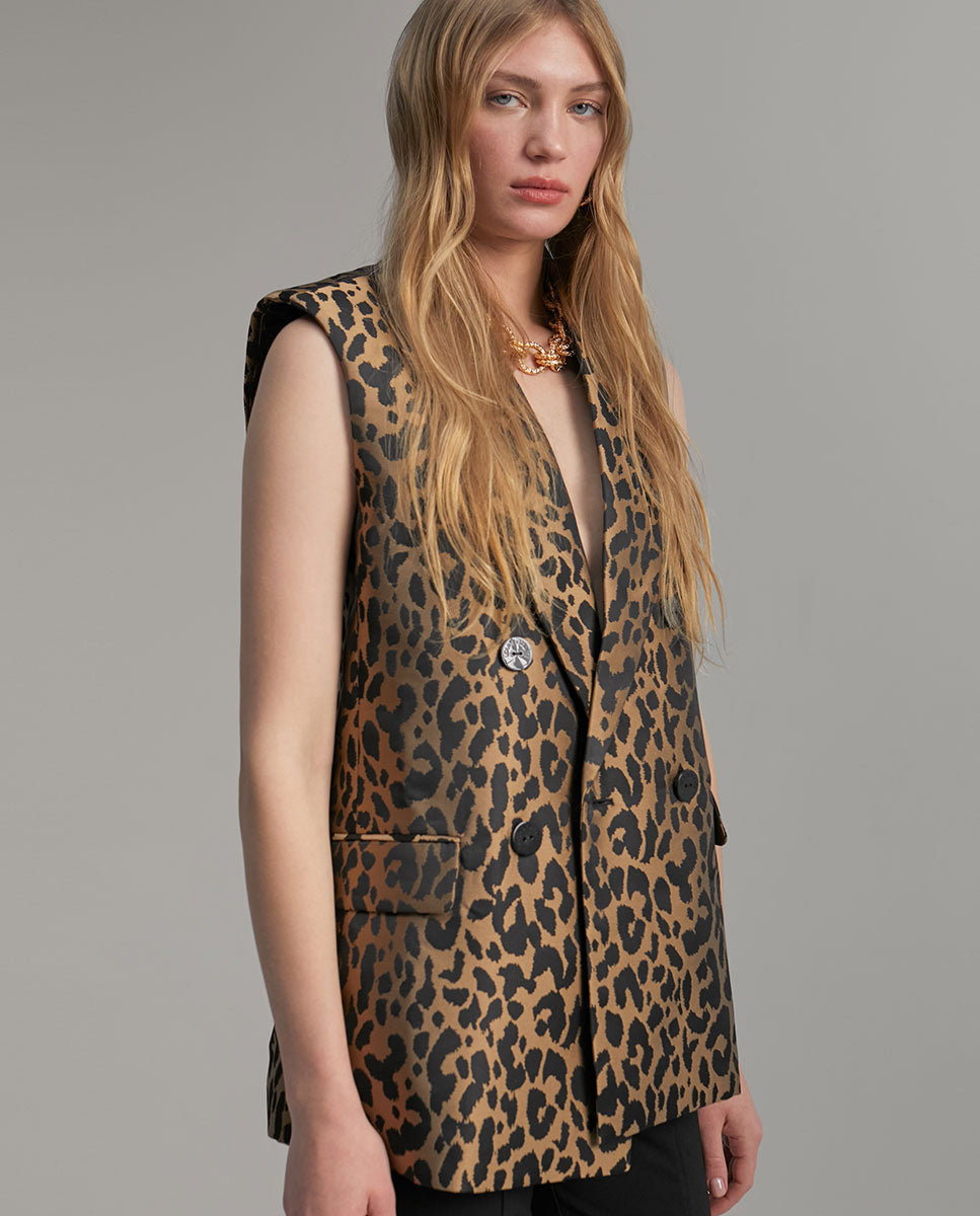 Animal print gilet